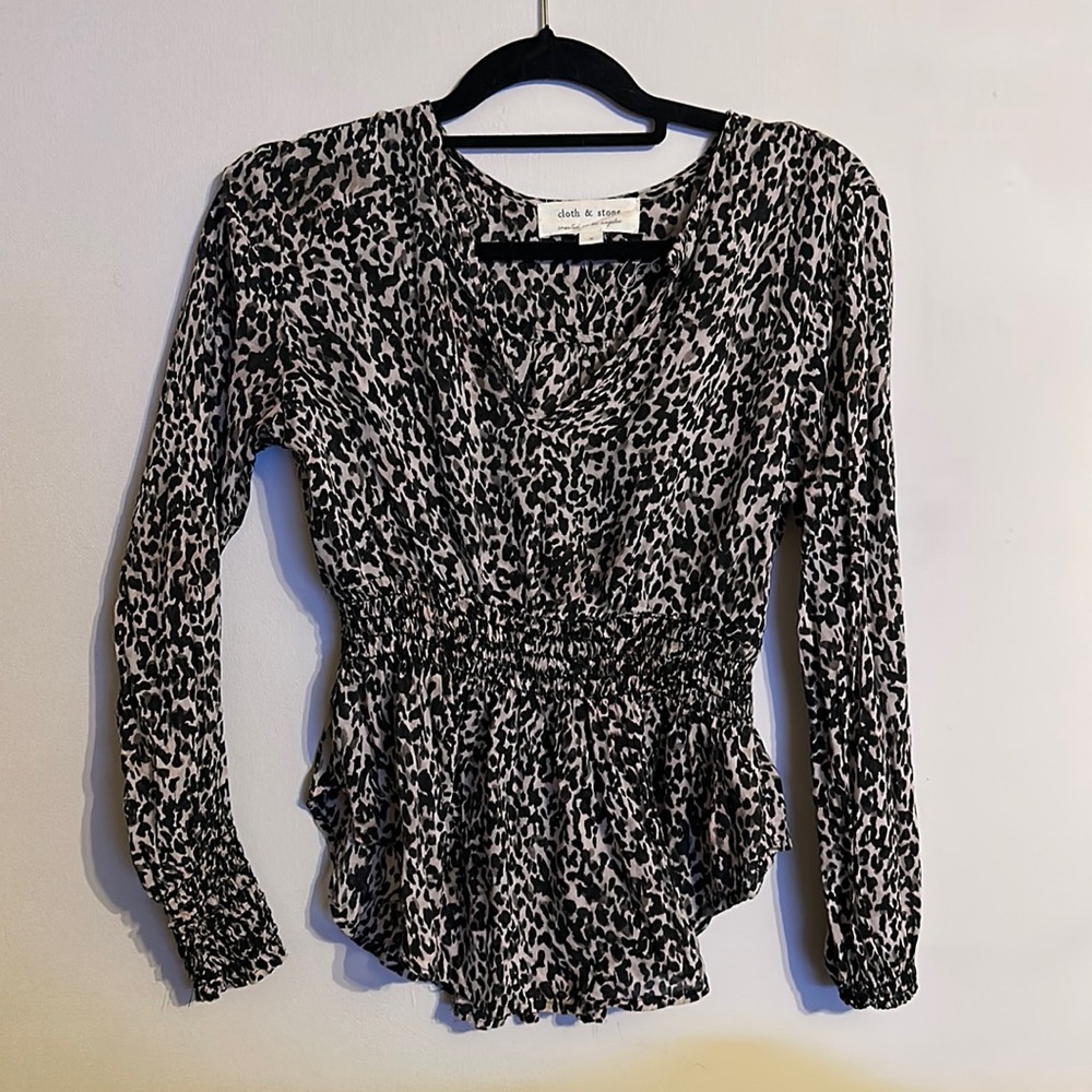 Leopard print long sleeve blouse